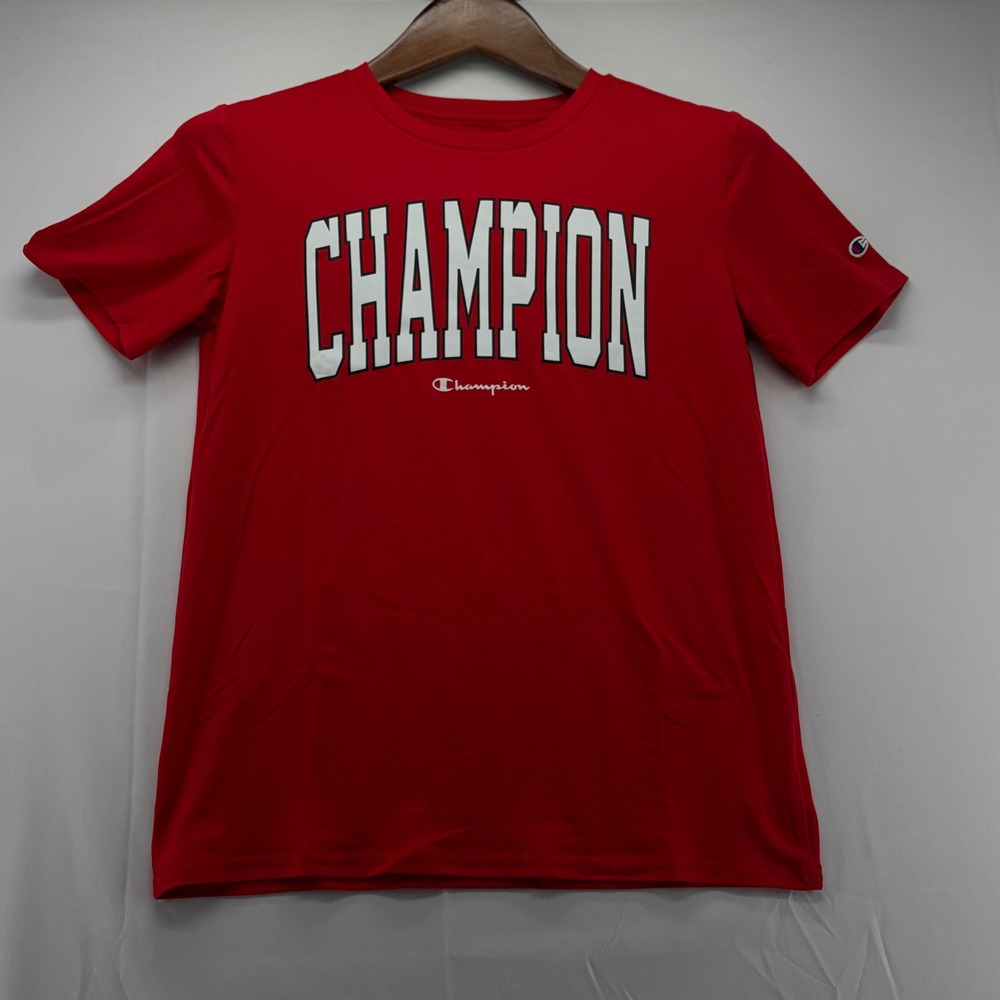 Champion Boys Red Arch Logo Performance T-Shirt Size L 10/12 C916SK0913 Lychee
